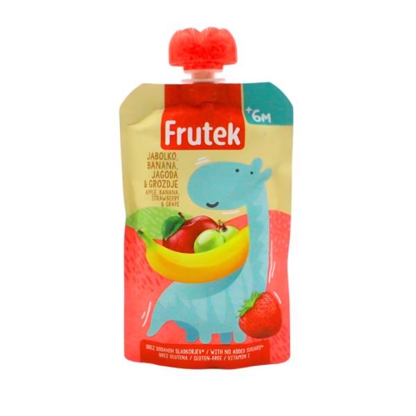 Frutek kašica u vrećici od jabuke, banane, jagode i grožđa,6+mj, 100g