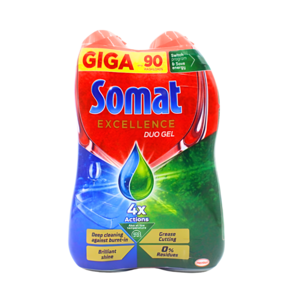 Sredstvo duo gel za mašinsko pranje posuđa 2x835ml, 1.368 l Somat excellence